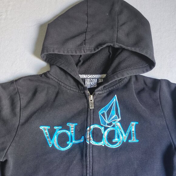 Volcom full zip hoodie boys size M black with graphic design - Picture 2 of 12